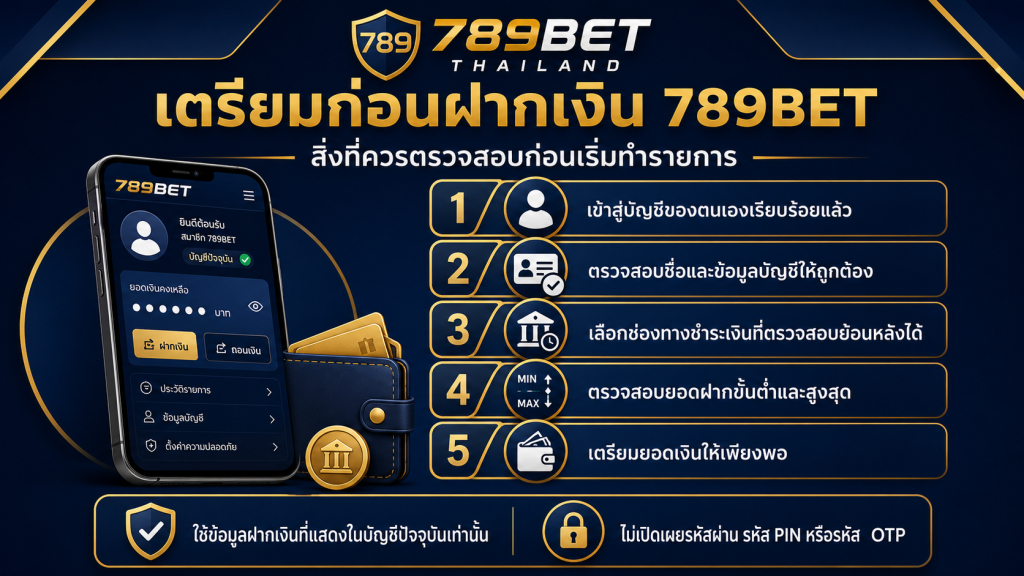 สิ่งที่ควรเตรียมและตรวจสอบก่อนฝากเงิน 789BET