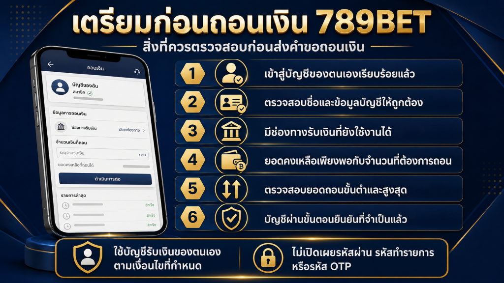 สิ่งที่ควรเตรียมและตรวจสอบก่อนถอนเงิน 789BET